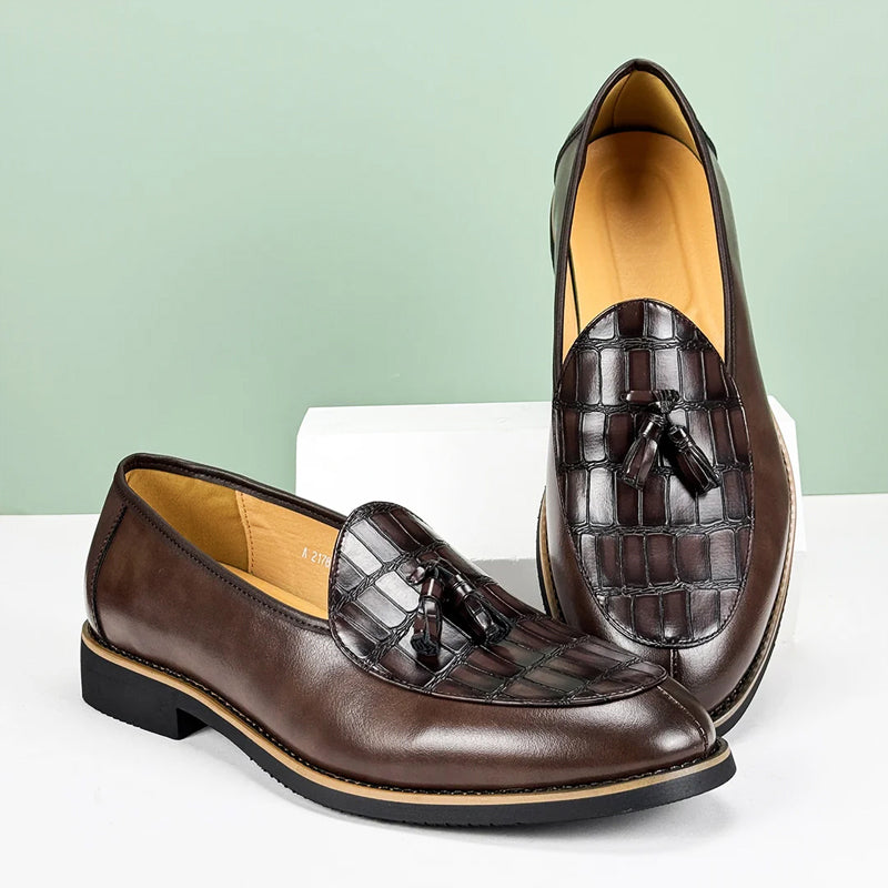 Henri L'Éclatant Croc-Embossed Tassel Loafers