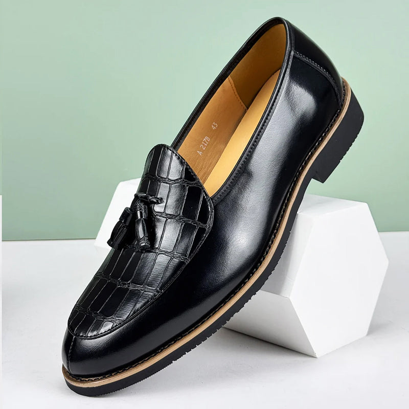 Henri L'Éclatant Croc-Embossed Tassel Loafers