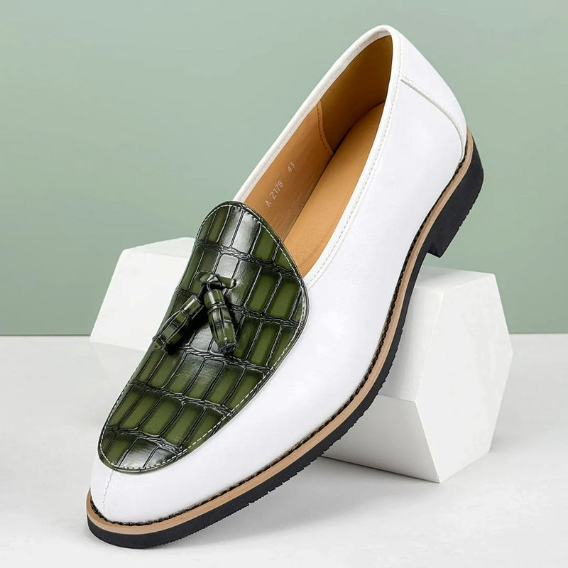 Henri L'Éclatant Croc-Embossed Tassel Loafers