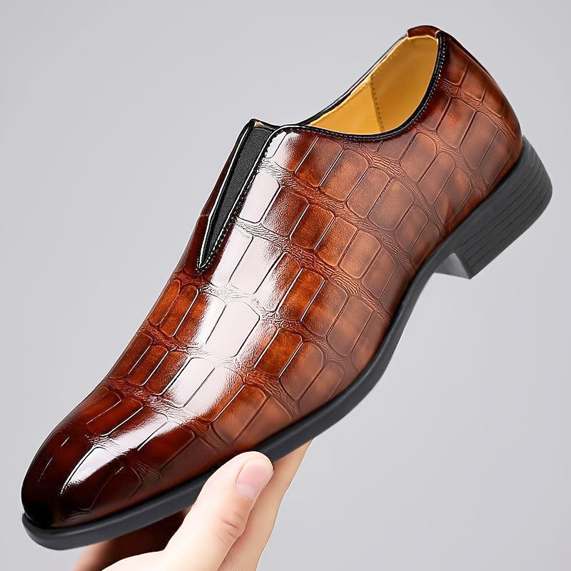 Henri L'Éclatant Glossy Croc-Texture Loafers