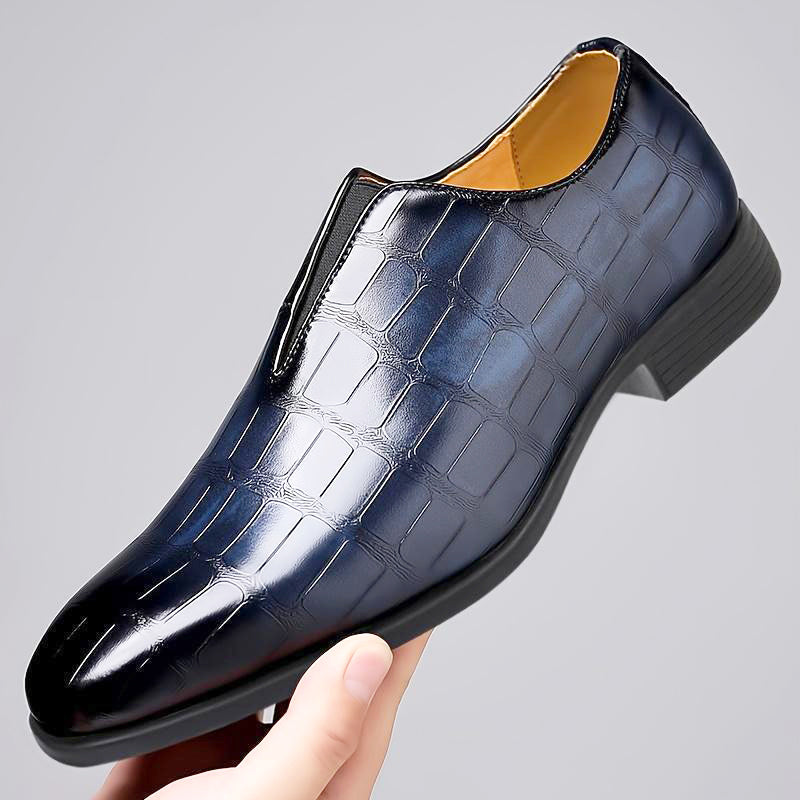 Henri L'Éclatant Glossy Croc-Texture Loafers