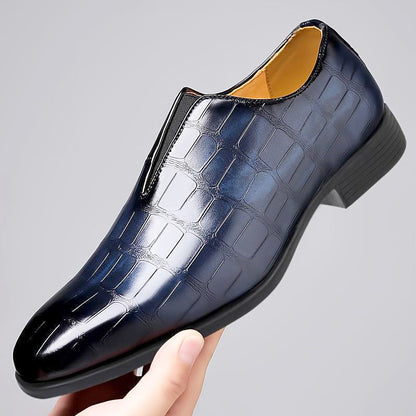Henri L'Éclatant Glossy Croc-Texture Loafers