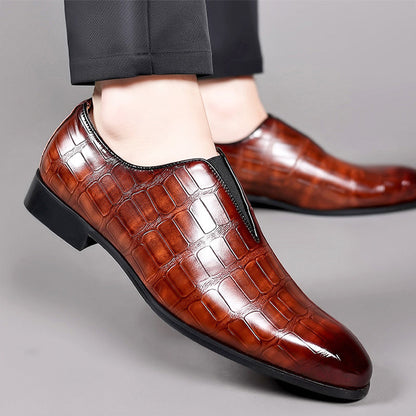 Henri L'Éclatant Glossy Croc-Texture Loafers