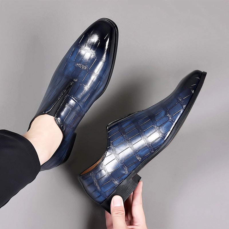 Henri L'Éclatant Glossy Croc-Texture Loafers