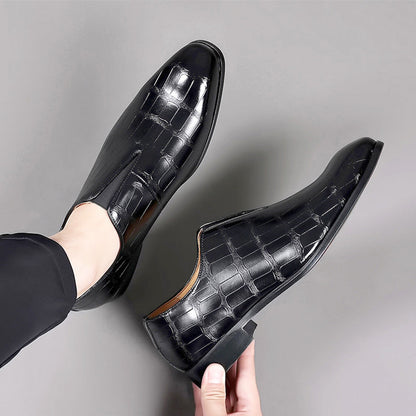 Henri L'Éclatant Glossy Croc-Texture Loafers