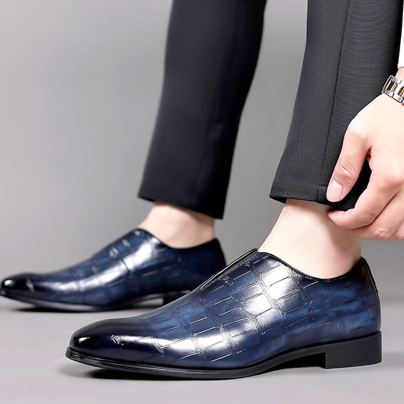 Henri L'Éclatant Glossy Croc-Texture Loafers
