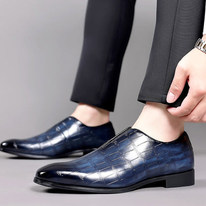 Henri L'Éclatant Glossy Croc-Texture Loafers