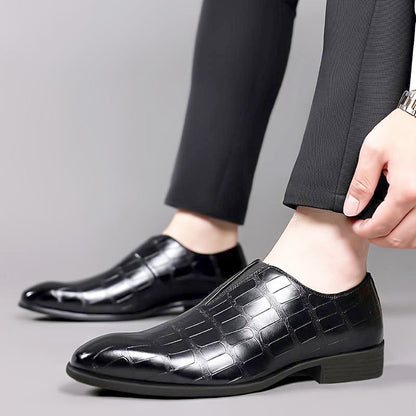 Henri L'Éclatant Glossy Croc-Texture Loafers