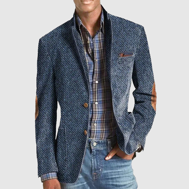 Henri L'Éclatant Herringbone Suede Blazer