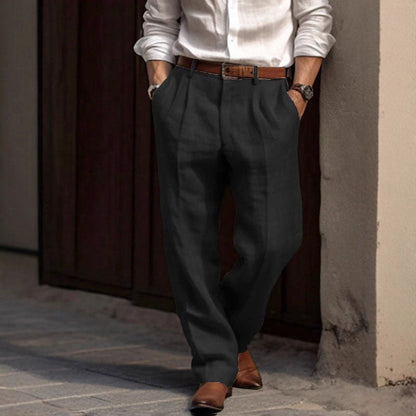 Henri L'Éclatant Pleated Straight-Leg Linen Trousers