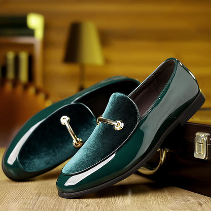 Henri L'Éclatant Velvet Loafers with Patent Finish
