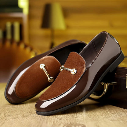 Henri L'Éclatant Velvet Loafers with Patent Finish