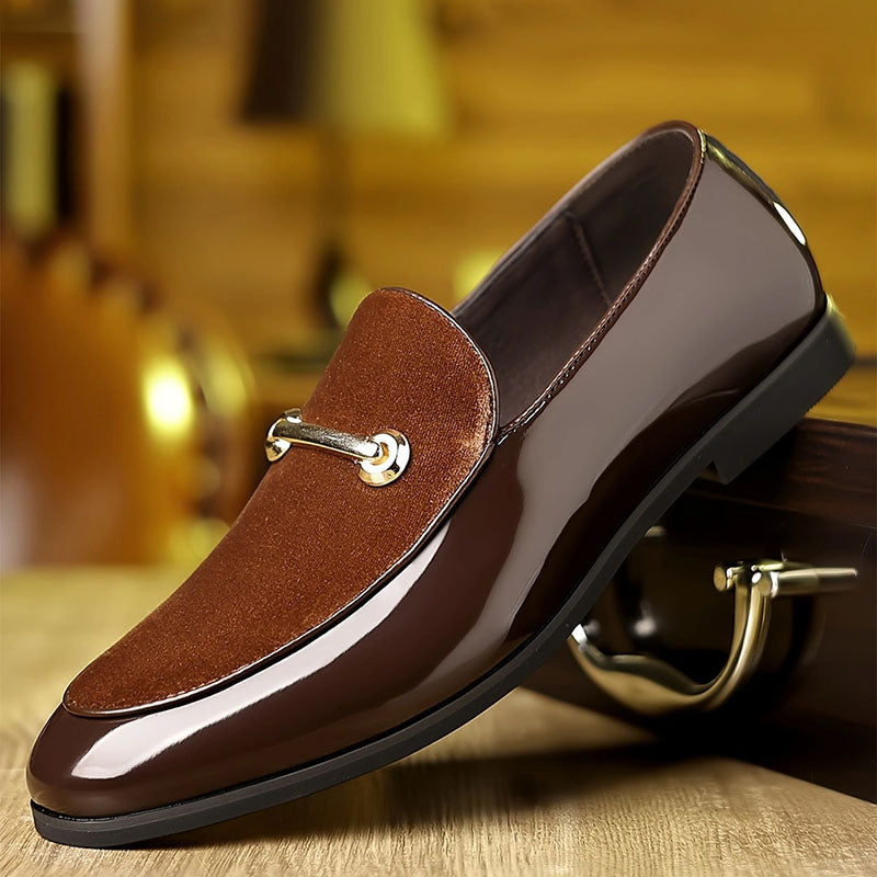 Henri L'Éclatant Velvet Loafers with Patent Finish