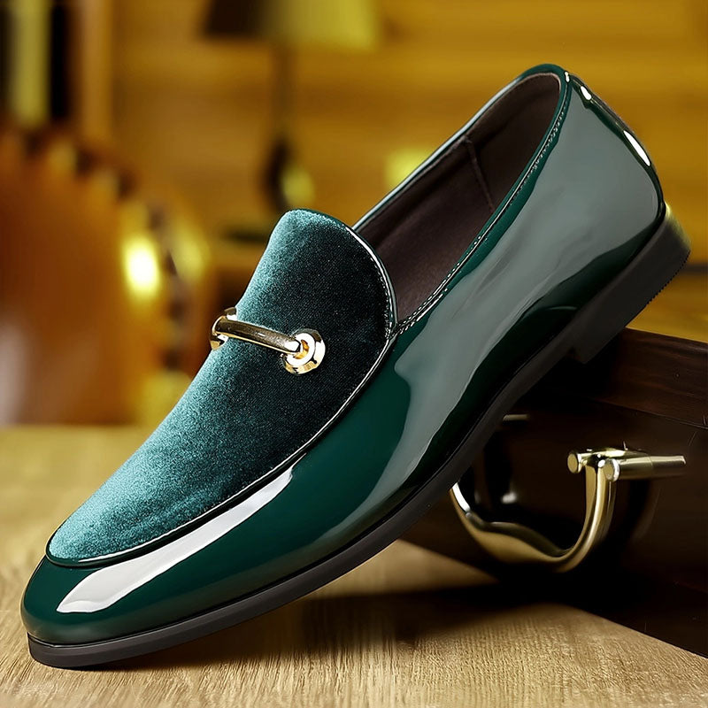 Henri L'Éclatant Velvet Loafers with Patent Finish