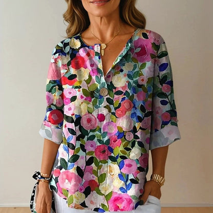 Emie Daly Colorpop Floral Button Blouse