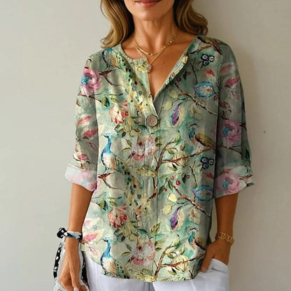 Emie Daly Colorpop Floral Button Blouse