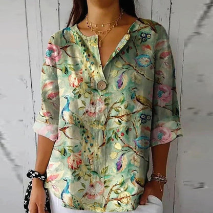 Emie Daly Colorpop Floral Button Blouse
