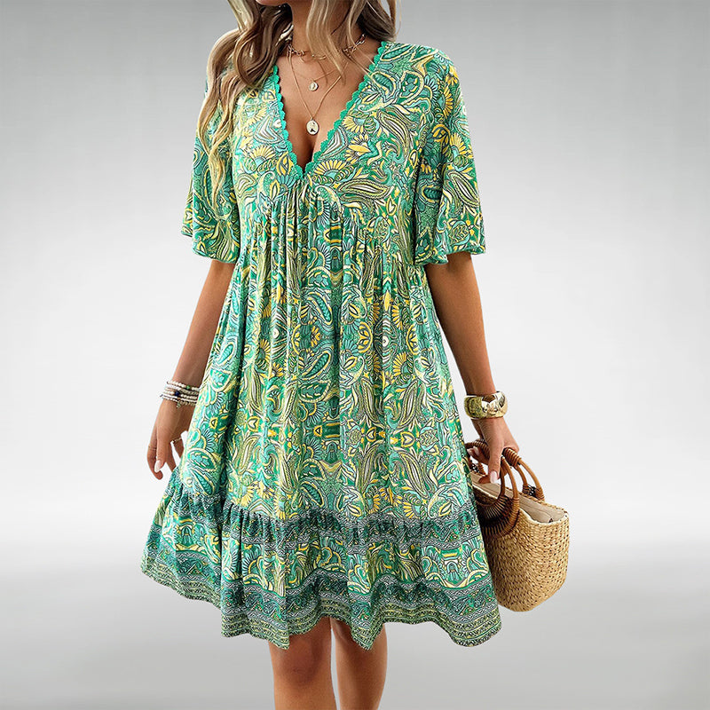 Malin Tassou Boho Paisley Mini Dress
