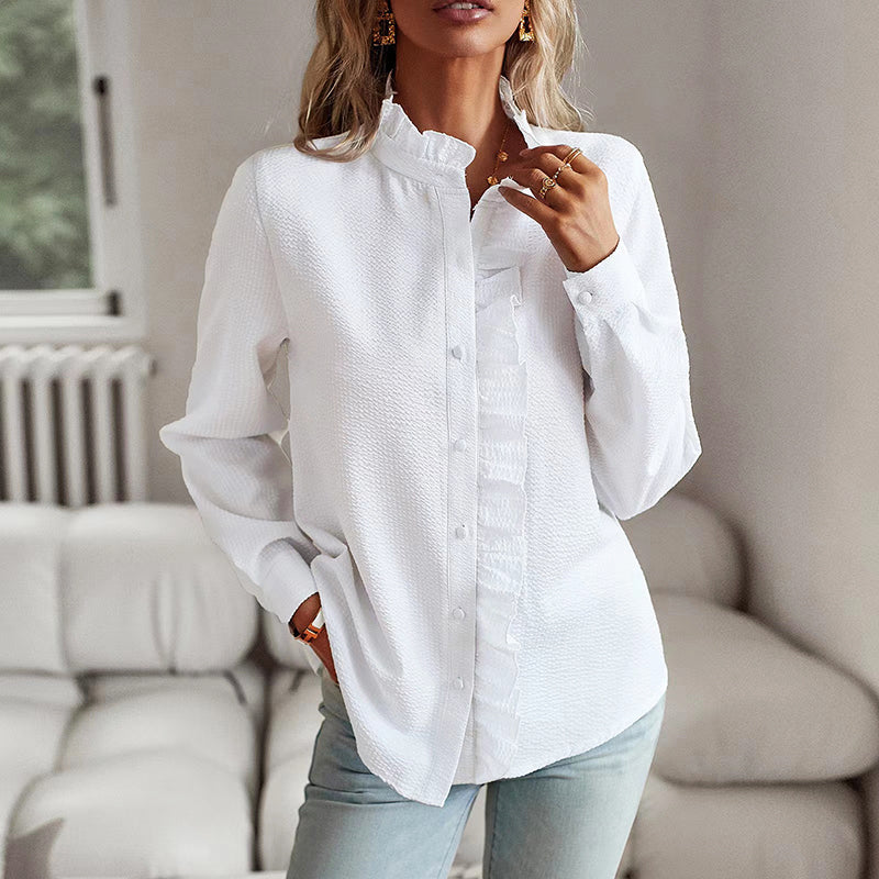Malin Tassou Button-Front Ruffle Shirt