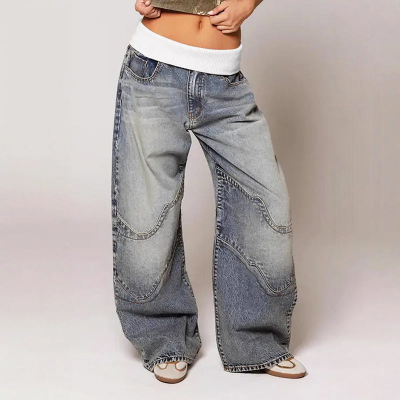 Malin Tassou Contrast Waist Wide Jeans