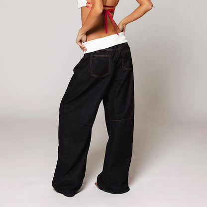 Malin Tassou Contrast Waist Wide Jeans