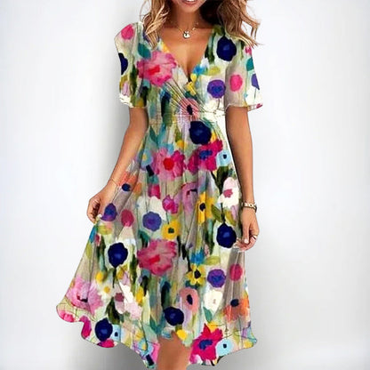 Malin Tassou Floral Midi Dress