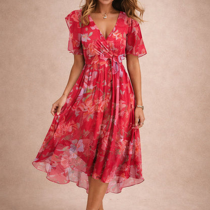 Malin Tassou Floral Print Wrap Dress