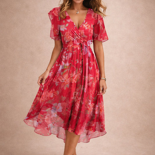 Malin Tassou Floral Print Wrap Dress