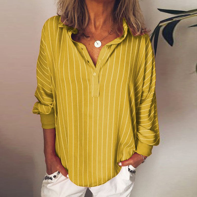Malin Tassou Lightweight Long Sleeve Striped Blouse