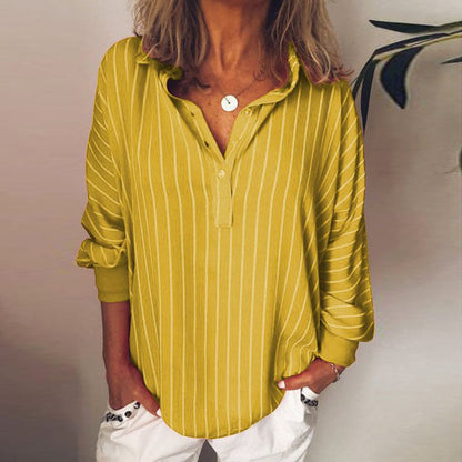 Malin Tassou Lightweight Long Sleeve Striped Blouse
