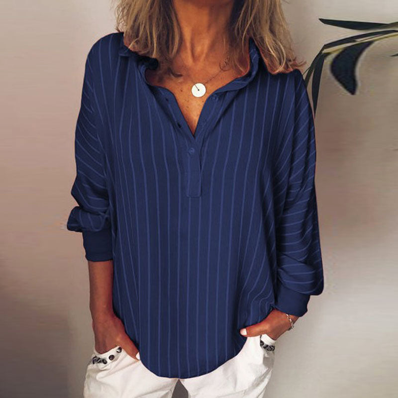Malin Tassou Lightweight Long Sleeve Striped Blouse