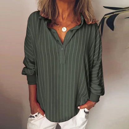 Malin Tassou Lightweight Long Sleeve Striped Blouse