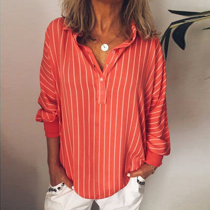 Malin Tassou Lightweight Long Sleeve Striped Blouse