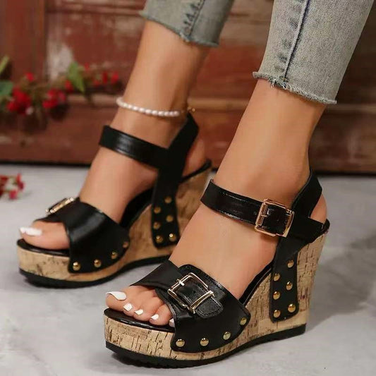 Malin Tassou Platform Wedge Sandals with Cork Heel