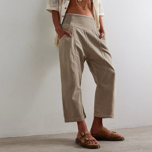 Malin Tassou Cropped Pants with Wide Waistband