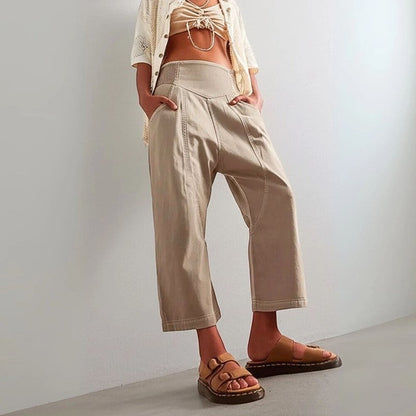 Malin Tassou Cropped Pants with Wide Waistband