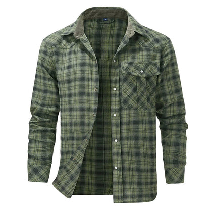 Men’s Casual Button-up Flannel Shirt with Lumberjack Pattern