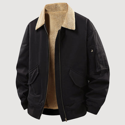Men’s Fleece-Lined Cotton Jacket with Zip Front