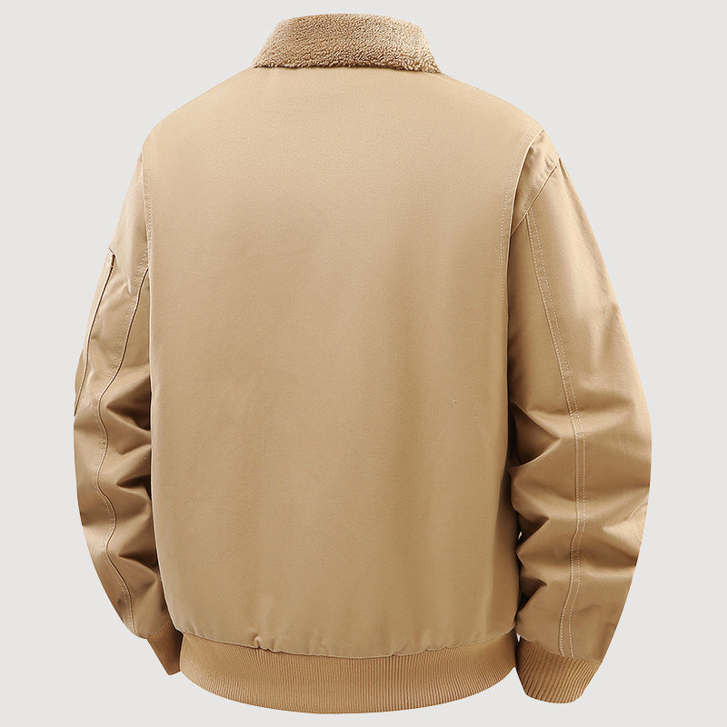 Men’s Fleece-Lined Cotton Jacket with Zip Front
