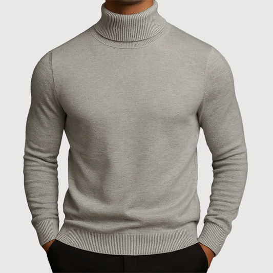 Men’s Turtleneck Knit Sweater with Fleece Lining