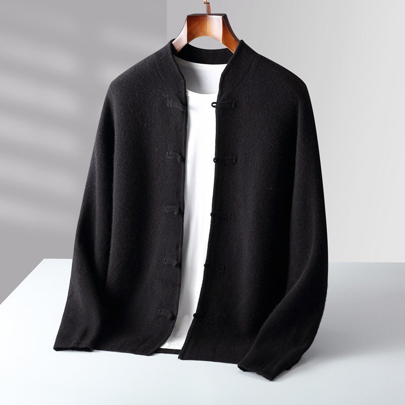 Men’s Wool Cardigan with Button Loop Closure
