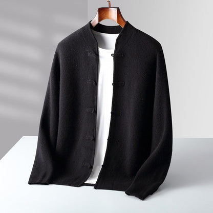 Men’s Wool Cardigan with Button Loop Closure