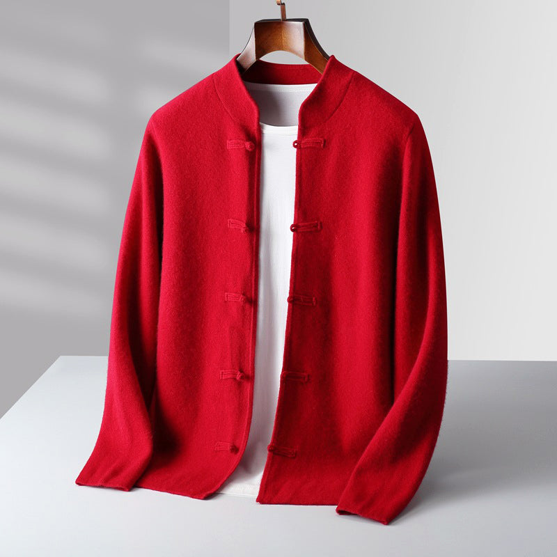 Men’s Wool Cardigan with Button Loop Closure