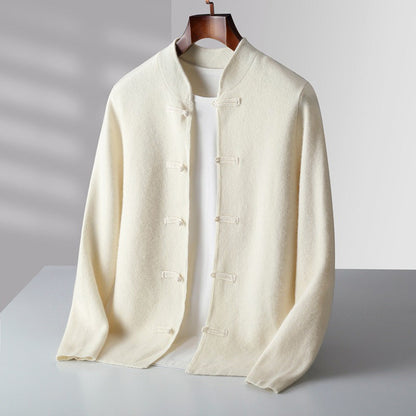 Men’s Wool Cardigan with Button Loop Closure