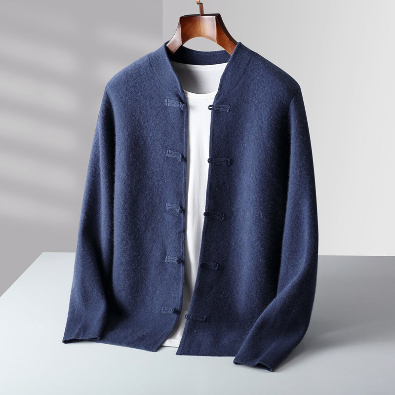 Men’s Wool Cardigan with Button Loop Closure