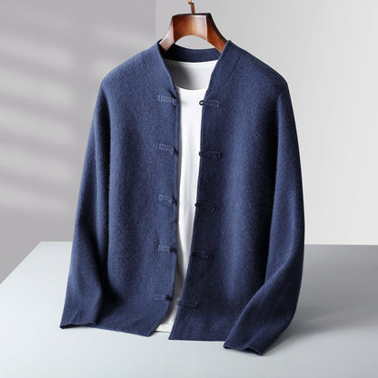 Men’s Wool Cardigan with Button Loop Closure