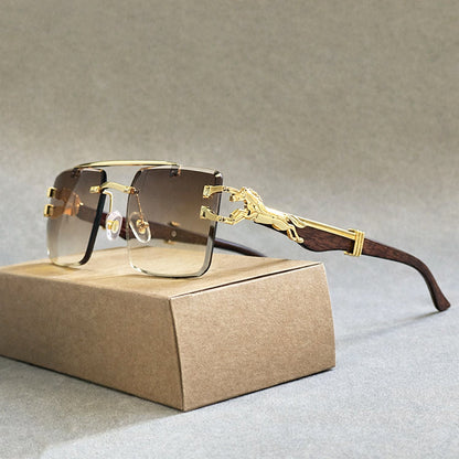 Orvion Rimless Sunglasses with Decorative Metal Arms