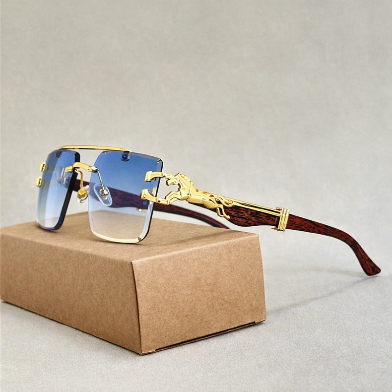 Orvion Rimless Sunglasses with Decorative Metal Arms