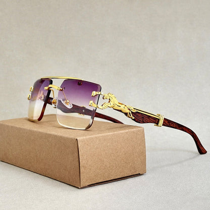 Orvion Rimless Sunglasses with Decorative Metal Arms