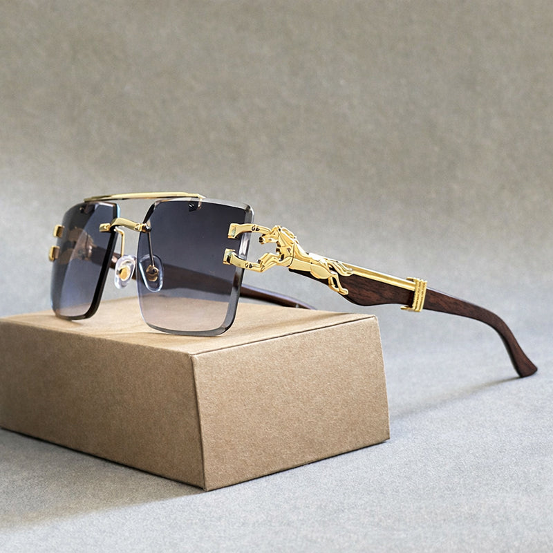 Orvion Rimless Sunglasses with Decorative Metal Arms